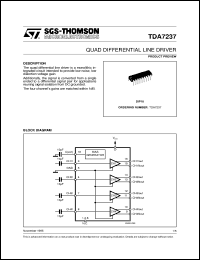 TDA7237 datasheet: QUAD DIFFERENTIAL LINE DRIVER TDA7237