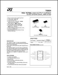 TS924IN datasheet: RAIL TO RAIL OUTPUT CURRENT QUAD OP-AMPS TS924IN