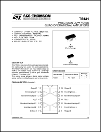 TS524ID datasheet: PRECISION LOW NOISE QUAD OP-AMPS TS524ID