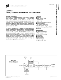CLC952AJMSA datasheet: 12-Bit, 41MSPS Monolithic A/D Converter CLC952AJMSA