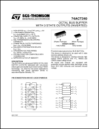 74ACT240 datasheet: OCTAL BUS BUFFER WITH 3-STATE OUTPUTS (INVERTED) 74ACT240