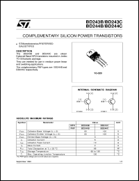 BD244C datasheet: COMPLEMENTARY SILICON POWER TRANSISTORS BD244C