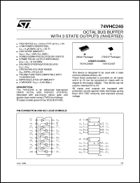 74VHC240 datasheet: OCTAL BUS BUFFER WITH 3-STATE OUTPUTS (INVERTED) 74VHC240