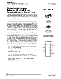 MC145012DW datasheet: Photoelectric smoke detector with I/O and temporal pattern horn drover MC145012DW