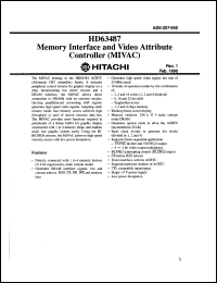 HD63487 datasheet: 5 V, Memory interface and video attribute controller HD63487