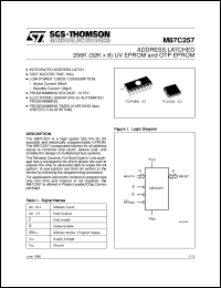 M87C257 datasheet: ADDRESS LATCHED 256K (32K X 8) UV EPROM AND OTP ROM M87C257
