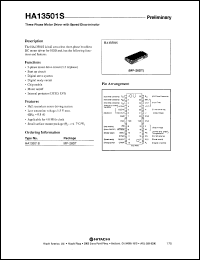 HA13501S datasheet: 1.2 A, Three-phase motor driver with speed discriminator HA13501S