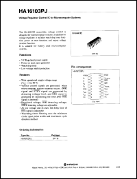 HA16103PJ datasheet: 5 V, voltage regulator control IC for microcomputer system HA16103PJ