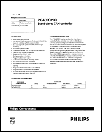 PCA82C200T datasheet: 5.5 V, stand-alone CAN-controller PCA82C200T