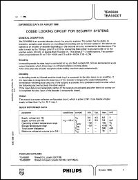 TEA5500T datasheet: 7 V, coded locking circuit for security system TEA5500T