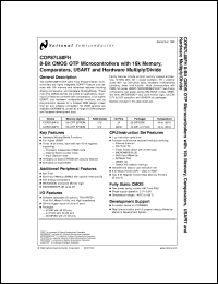 COP87L88FHN-XE datasheet: 8-Bit CMOS OTP Microconrollers with 16k Memory, Comparators, USART and Hardware Multiply/Divide COP87L88FHN-XE