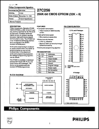 27C256-90A datasheet: 2-7 V, 256K-bit CMOS EPROM (32Kx8) 27C256-90A