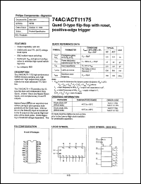 74AC11175N datasheet: 5 V, quad D-type flip-flop with reset, positive-edge trigger 74AC11175N