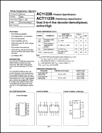 74ACT11239N datasheet: 5 V, dual 2-to-4 line decoder/demultiplexer, active-high 74ACT11239N