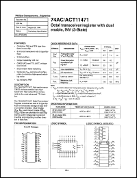 74AC11471N datasheet: 5 V, octal transceiver/register with dual enable, INV (3-state) 74AC11471N