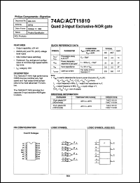 74AC11810N datasheet: 5 V, quad 2-input exclusive-NOR gate 74AC11810N