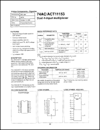 74AC11153N datasheet: 5 V, dual 4-input multiplexer 74AC11153N