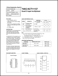 74AC11157N datasheet: 5 V, quad 2-input multiplexer 74AC11157N