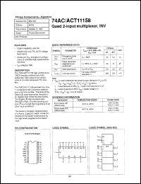 74AC11158N datasheet: 5 V, quad 2-input multiplexer, INV 74AC11158N
