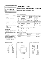74AC11162N datasheet: 5 V, synchronous presettable synchronous BCD decade counter, asynchronous reset 74AC11162N
