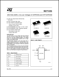 M27V256 datasheet: 256 KBIT (32KB X8) LOW VOLTAGE UV EPROM AND OTP EPROM M27V256