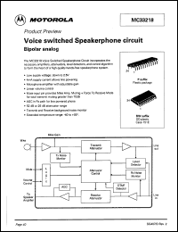 MC33218P datasheet: Voice switched speakerphone circuit. MC33218P