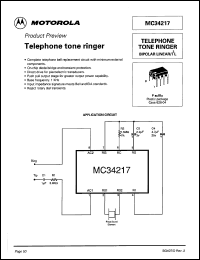 MC34217P datasheet: Telephone tone ringer. MC34217P