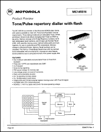 MC145516P datasheet: Tone/pulse repertory dialler with flash. MC145516P