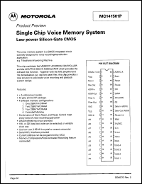 MC141501P datasheet: Single chip voice memory system. Low power silicon-gate CMOS. MC141501P