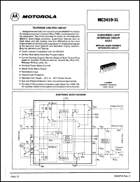 MC3419-1L datasheet: Subscriber loop interface circuit (SLIC). Bipolar laser-trimmed intergrated circuit. MC3419-1L