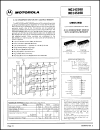 MC142100AL datasheet: CMOS MSI. 4x4 crosspoint switch with control memory. MC142100AL