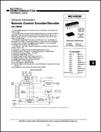 MC145030DW datasheet: Remote control encoder/decoder. MC145030DW