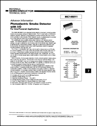 MC145011P datasheet: Photoelectric smoke detector with I/O. MC145011P