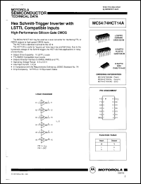 MC54HCT14AJ datasheet: Hex schmitt-trigger inverter with LSTTL compatible inputs. MC54HCT14AJ