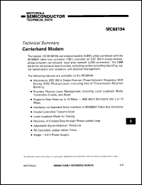 MC68194 datasheet: Carrierband modem. MC68194