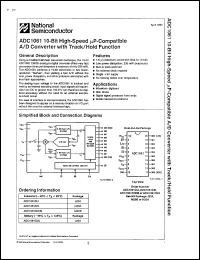 ADC1061CIN datasheet: 10-bit high-speed uP-compatible A/D converter with track/hold function ADC1061CIN