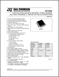 ST7250 datasheet: 8-BIT MICROCONTROLLER (MCU) FOR AUTOMOTIVE WITH 32K MEMORY, CAN (CONTROLLER AREA NETWORK), ADC, PWM/BRM, TIMERS, SPI, SCI, PQFP64 ST7250