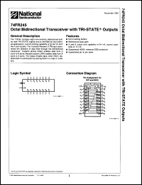 74FR245SCQR datasheet: Octal bidirectional transceiver with TRI-STATE outputs. Commercial grade device with burn-in. 74FR245SCQR