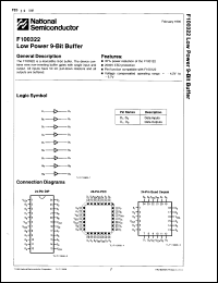 100322DCQR datasheet: Low power 9- bit buffer. Commercial grade device with burn-in. 100322DCQR