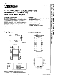 54ACTQ821SMQB datasheet: Quiet series 10-bit D flip-flop with TRI-STATE outputs. TTL-compatible. Device with environmental and burn-in processing shipped in tubes. 54ACTQ821SMQB