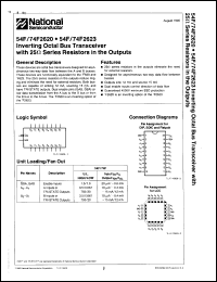 74F2623SCQR datasheet: Inverting octal bus transceiver with 25 Ohm series resistors in the outputs. Commercial grade device with burn-in. 74F2623SCQR