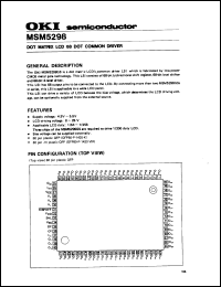 MSM5298 datasheet: Dot matrix LCD 68 dot common driver. MSM5298