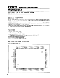 MSM5298A datasheet: Dot matrix LCD 68 dot common driver. MSM5298A