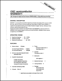 MSM65511 datasheet: High perfomance CMOS 8 bit 1 chip microcontroller. MSM65511