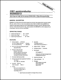 MSM65513 datasheet: High perfomance CMOS 8 bit 1 chip microcontroller. MSM65513