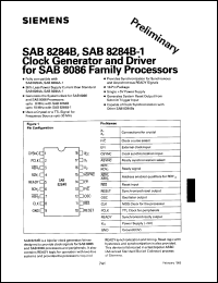 SAB8284B-P datasheet: Clock generator and driver for SAB8086 family processors. Clock generator (plastic) upto 8 MHz. SAB8284B-P