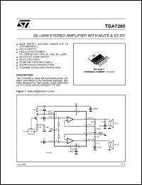 TDA7265 datasheet: 25 + 25W STEREO AMPLIFIER WITH MUTE & STAND-BY TDA7265