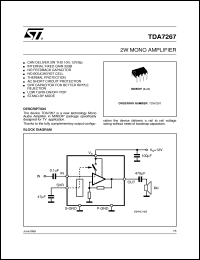 TDA7267 datasheet: 2W MONO AMPLIFIER TDA7267