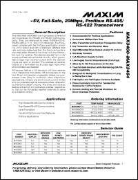 MAX3462CPA datasheet: +5 V, fail-safe, 20 Mbp, profibus RS-485/RS-422 transceiver MAX3462CPA