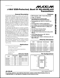 MAX3042BEWE datasheet: +/-10kV ESD-protected, 5V quad RS-485/RS-422 transmitter MAX3042BEWE